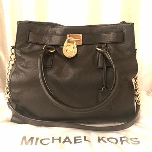 🦃 SALES! Michael Kors Hamilton Black Leather Tote